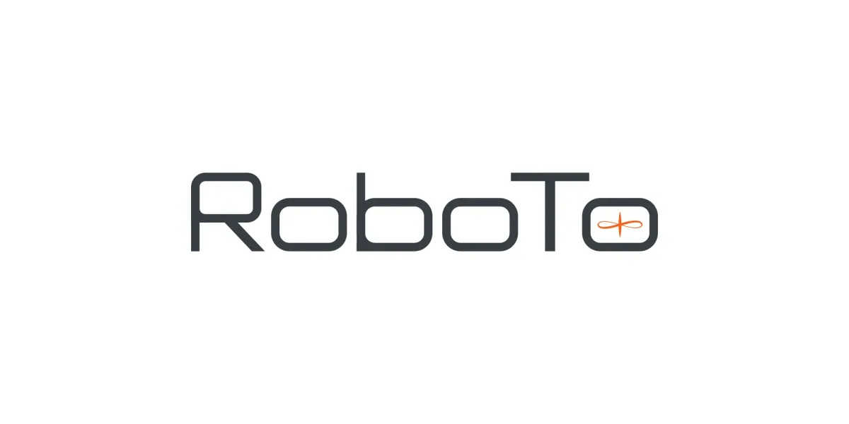 Logotip Robotoplusa: reč RoboTo sa malim narandžastim plusom, na beloj pozadini.